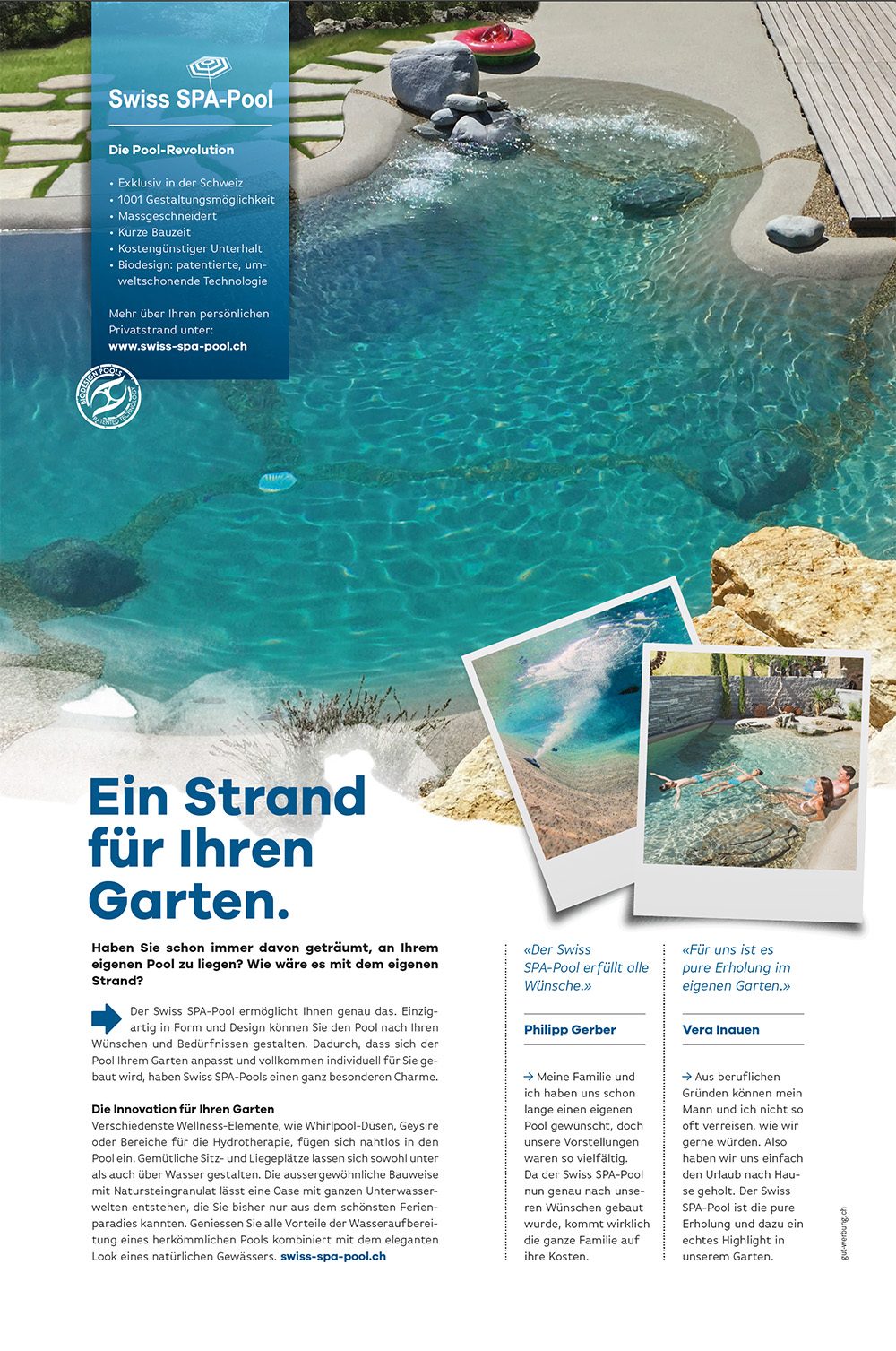 Anzeigen HEV und GolfSuisse: Swiss SPA Pool
